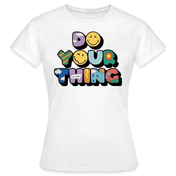 SmileyWorld Do Your Thing Bunte Buchstaben - Frauen T-Shirt - Weiß - Vorne - AI Model Female 172 dark (172cm)
