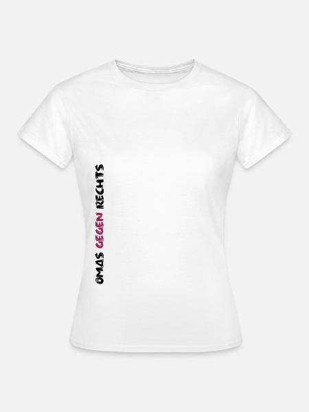 Omas gegen Rechts Schriftzug lang - Frauen T-Shirt - Weiß