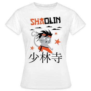 Funny Cat, Shaolin Drôle de Chat Maitre Kung Fu - T-shirt Femme - blanc - Devant - AI Model Female 172 dark (172cm)