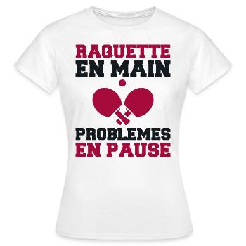 Raquette en main Ping Pong ping pong ping-pong - T-shirt Femme - blanc - Devant - AI Model Female 172 dark (172cm)