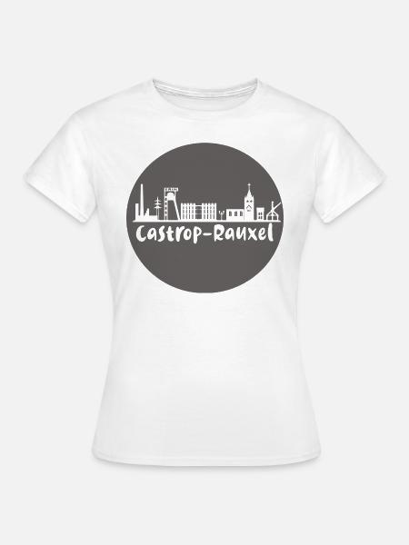 castrop-rauxel, skyline,kreis, scherenschnitt,grau - Frauen T-Shirt - Weiß