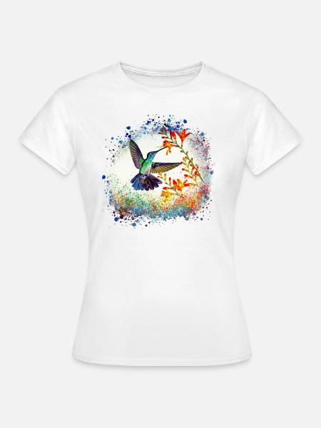 kolibri, graffiti ,malerei, blumen,vogel,malerei, - Frauen T-Shirt - Weiß