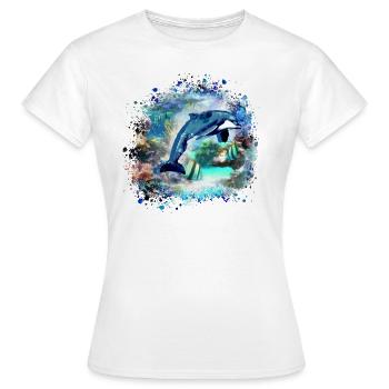 delfin,coloré,aquarium,poissons,mer,sous-marin - T-shirt Femme - blanc - Devant - AI Model Female 172 dark (172cm)