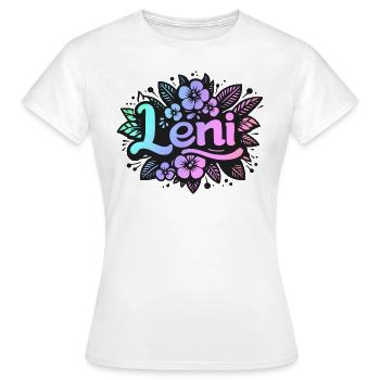 Name LENI Blumenmotiv - Frauen T-Shirt - Weiß - Vorne - AI Model Female 172 dark (172cm)