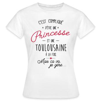 princesse et Toulousaine - T-shirt Femme - blanc - Devant - AI Model Female 172 dark (172cm)