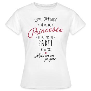 princesse et Padel - T-shirt Femme - blanc - Devant - AI Model Female 172 dark (172cm)