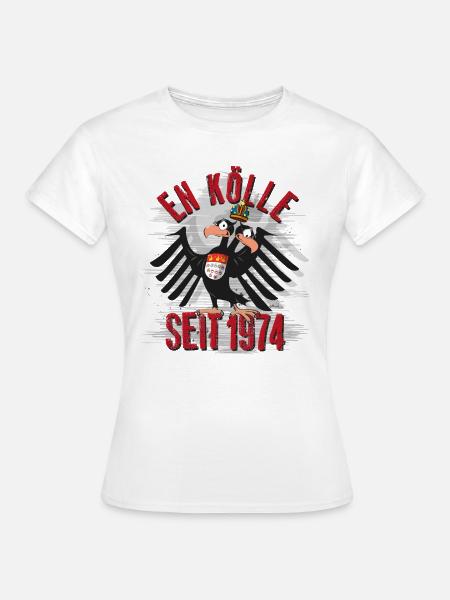 In Köln seit 1974. En Kölle jebore. Kölner Wappen - Frauen T-Shirt - Weiß