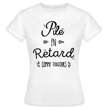 Pile en retard - T-shirt Femme - blanc - Devant - AI Model Female 172 dark (172cm)