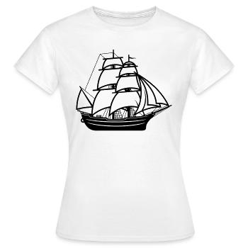 Piratenschiff - Frauen T-Shirt - Weiß - Vorne - AI Model Female 172 dark (172cm)