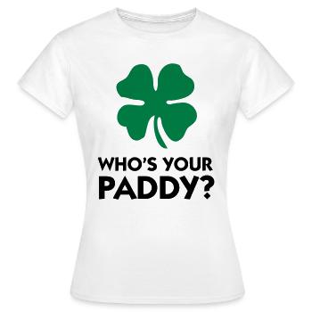 Wer ist dein Paddy? - Frauen T-Shirt - Weiß - Vorne - AI Model Female 172 dark (172cm)