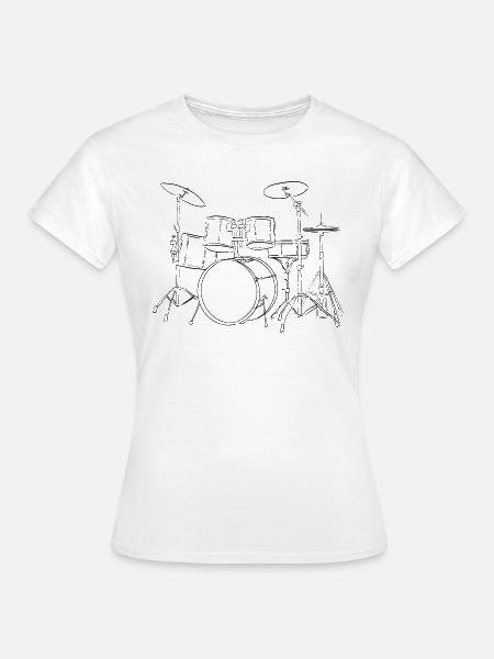 Handgezeichnete Trommeln - Frauen T-Shirt - Weiß
