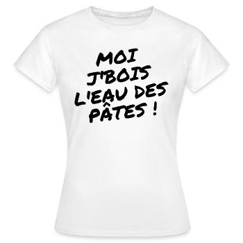 Je bois l'eau des pâtes cadeau humour homme femme - T-shirt Femme - blanc - Devant - AI Model Female 172 dark (172cm)