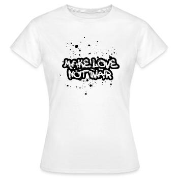 faire l’amour pas la guerre, typo blanche, guerre, graffiti - T-shirt Femme - blanc - Devant - AI Model Female 172 dark (172cm)