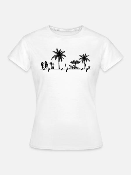Herzschlag Palme Glas Flipp Flop Sommer Liebhaber - Frauen T-Shirt - Weiß