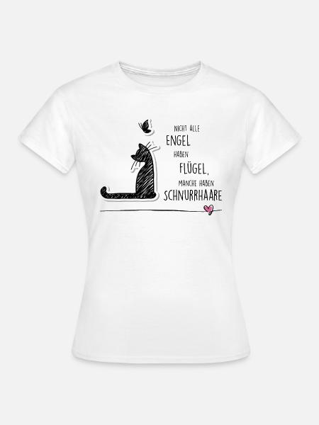 CAT ANGEL - Frauen T-Shirt - Weiß