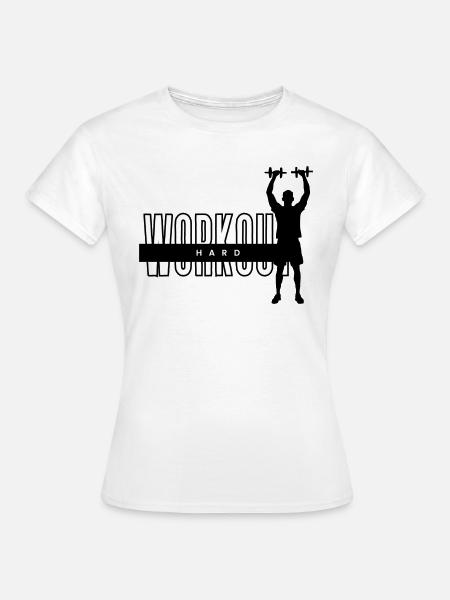Workout hard "Dumbels" - Frauen T-Shirt - Weiß
