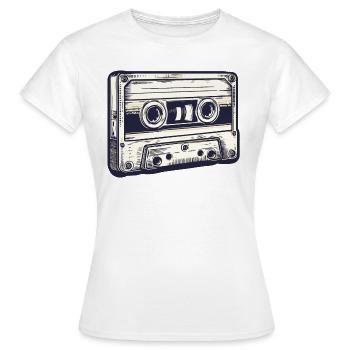 Cassette de musique rétro, cassette audio, beige vintage - T-shirt Femme - blanc - Devant - AI Model Female 172 dark (172cm)