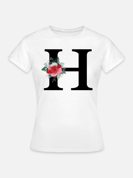 Roter Blumenbuchstabe H - Frauen T-Shirt - Weiß