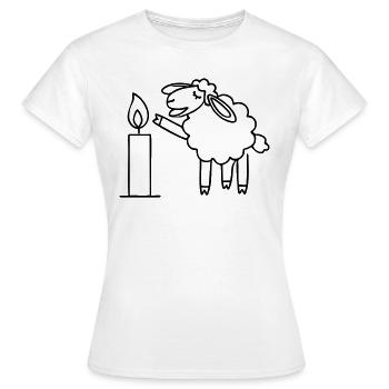 singendes Schaf mit Kerze Weihnachten - Frauen T-Shirt - Weiß - Vorne - AI Model Female 172 dark (172cm)