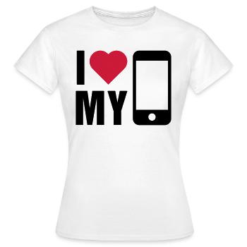 Love mobile - Women's T-Shirt - white - Front - AI Model Female 172 dark (172cm)