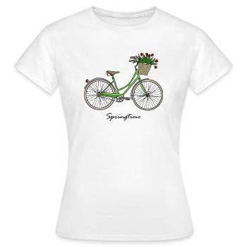Printemps, printemps, vélo, tulipes - T-shirt Femme - blanc - Devant - AI Model Female 172 dark (172cm)