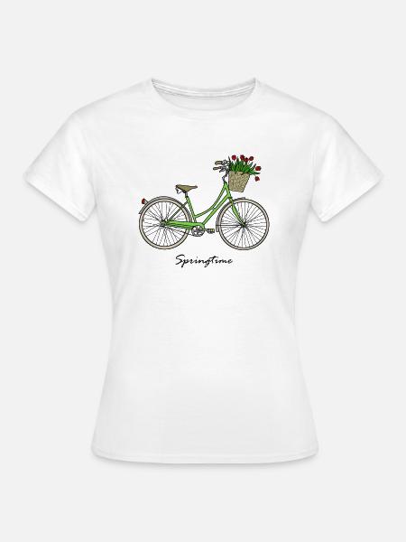 Wiosna, wiosna, rower, tulipany - T-shirt dam - vit