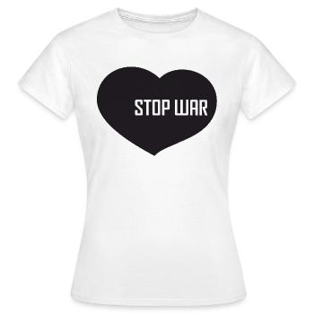 Schwarzes Herz - stoppt den Krieg - Frauen T-Shirt - Weiß - Vorne - AI Model Female 172 dark (172cm)