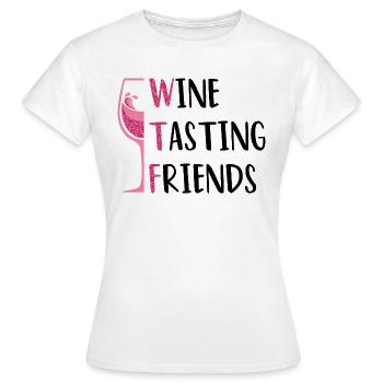 Wein Freunde Wine Tasting Friends - Frauen T-Shirt - Weiß - Vorne - AI Model Female 172 dark (172cm)