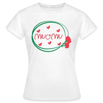 MAMAN LETTRAGE AVEC DES ŒILLETS - T-shirt Femme - blanc - Devant - AI Model Female 172 dark (172cm)