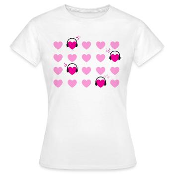 Herz Herz Rot Rosa Musik - Frauen T-Shirt - Weiß - Vorne - AI Model Female 172 dark (172cm)