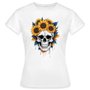 Blooming Skull - Frauen T-Shirt - Weiß - Vorne - AI Model Female 172 dark (172cm)
