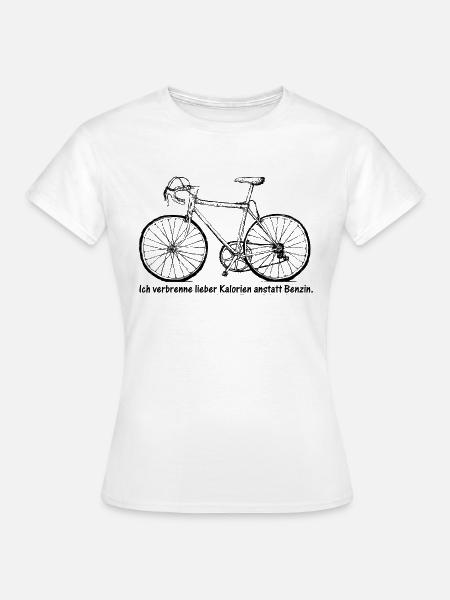 Kalorien anstatt Benzin! Seitenansicht - Frauen T-Shirt - Weiß