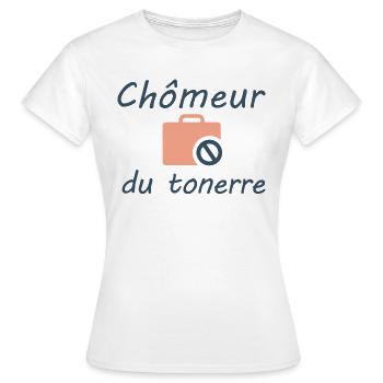 Tshirt homme Chômeur du tonerre - T-shirt Femme - blanc - Devant - AI Model Female 172 dark (172cm)