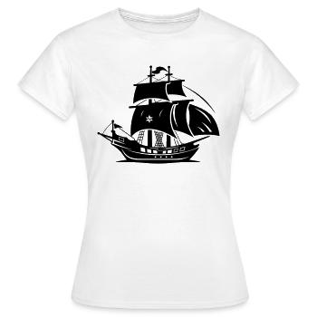 Piratenschiff - Frauen T-Shirt - Weiß - Vorne - AI Model Female 172 dark (172cm)