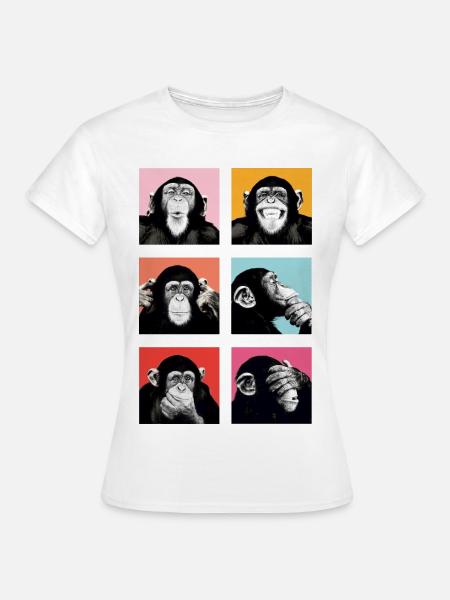 Pop-Art Affe Farbexplosion - Frauen T-Shirt - Weiß