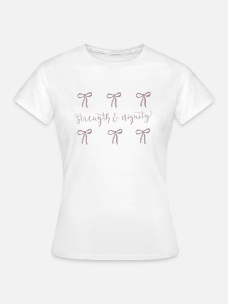 Strength & Dignity Bow design - Proverbs 31:25 - Frauen T-Shirt - Weiß