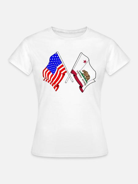 Flagge der USA und des Bundesstaates Kalifornien gekreuzt - Frauen T-Shirt - Weiß