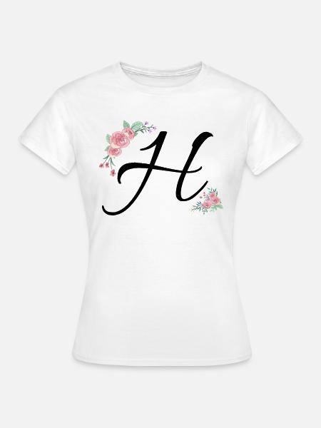 Buchstabe h Blumen - Frauen T-Shirt - Weiß