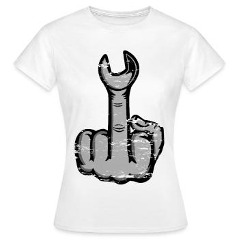 Middle finger stinker finger wrench used - Women's T-Shirt - white - Front - AI Model Female 172 dark (172cm)