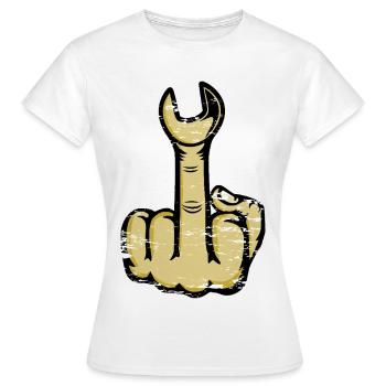Doigt d’honneur Clé à molette puante - T-shirt Femme - blanc - Devant - AI Model Female 172 dark (172cm)