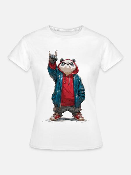 Metalhead Panda Streetstyle - Frauen T-Shirt - Weiß