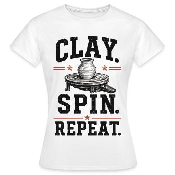 Clay Spin Repeat Keramik Shirt - Frauen T-Shirt - Weiß - Vorne - AI Model Female 172 dark (172cm)