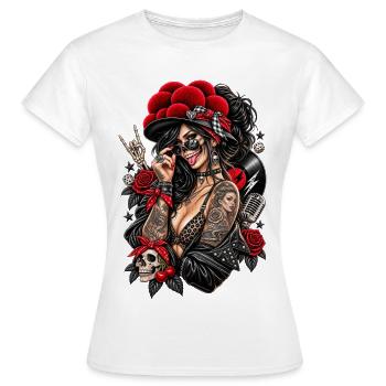 ROCKABILLY REBEL - Frauen T-Shirt - Weiß - Vorne - AI Model Female 172 dark (172cm)