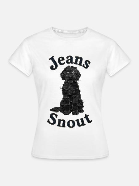 Schwarzer Doodle im Jeansflicken-Stil - Frauen T-Shirt - Weiß