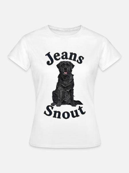 Schwarzer Labrador Retriever im Jeansflicken-Stil - Frauen T-Shirt - Weiß