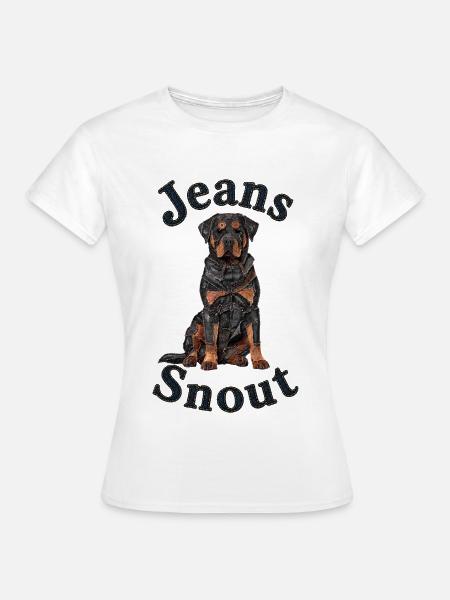 Rottweiler im Jeansflicken-Stil - Frauen T-Shirt - Weiß