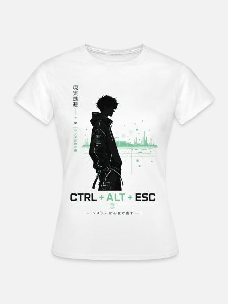 Hoodie-Silhouette im Neon-Cyberpunk - Frauen T-Shirt - Weiß