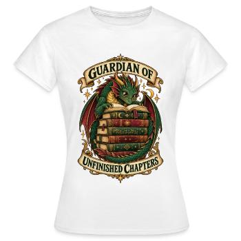 RobVibe Bücherdrache der unvollendeten Kapitel - Frauen T-Shirt - Weiß - Vorne - AI Model Female 172 dark (172cm)