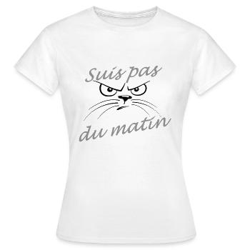 Suis pas du matin - T-shirt Femme - blanc - Devant - AI Model Female 172 dark (172cm)