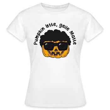 Pumpkin Latte, geile Matte - Kürbis mit Afro - Frauen T-Shirt - Weiß - Vorne - AI Model Female 172 dark (172cm)